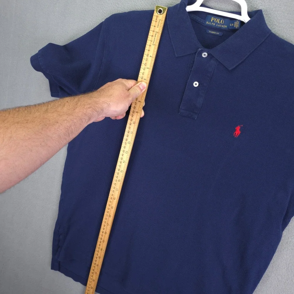 Polo Ralph Lauren Shirt Mens Large Blue Classic Fit Short Sleeve Pique Polo L